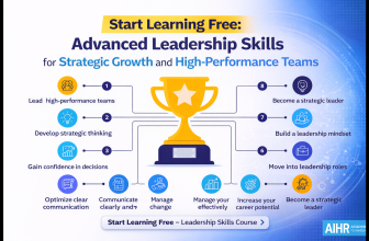 Advanced leadership skills course image showing team leadership, strategic decision-making, and high-performance team development