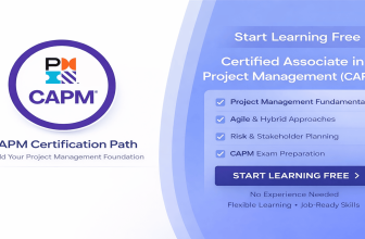Start Learning Free CAPM Certified Associate in Project Management course image with CTA