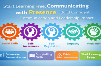 Start Learning Free Communicating with Presence course banner with confident communication and leadership impact