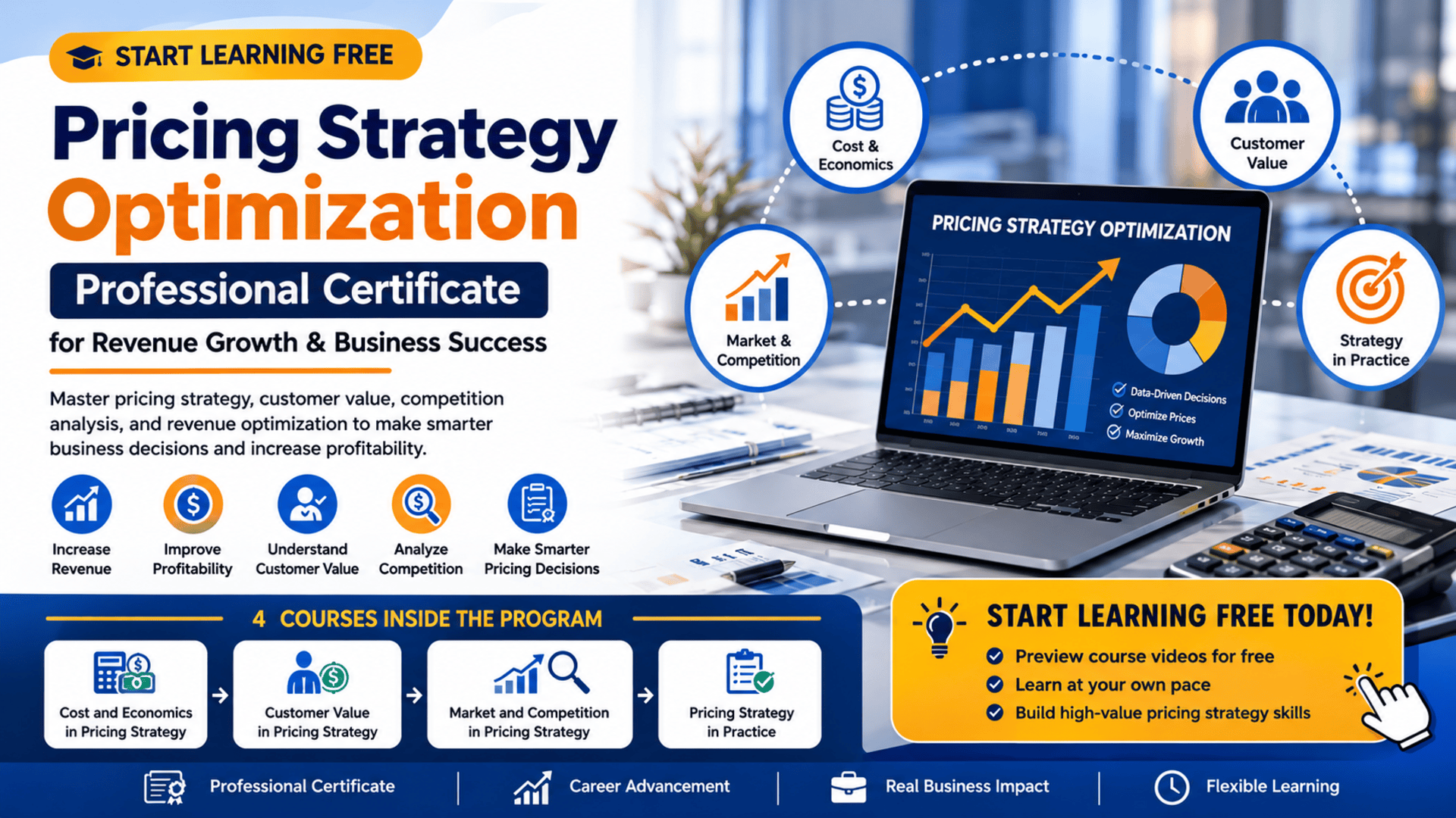 Start Learning Free Pricing Strategy Optimization Professional Certificate for Revenue Growth and Business Success
