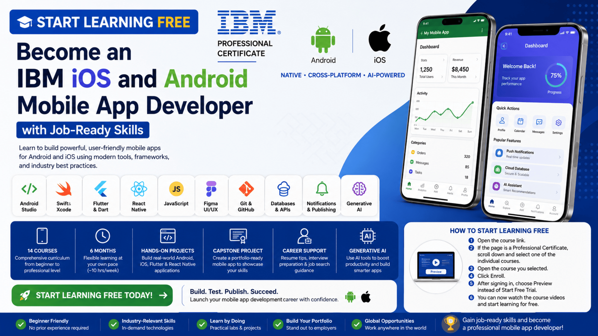 Start Learning Free and Become an IBM Mobile App Developer