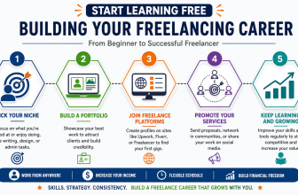 Building Your Freelancing Career course covering client acquisition, personal branding, remote work, project management, networking, and freelance business growth.