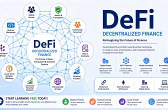 Decentralized Finance DeFi course covering blockchain technology, digital assets, smart contracts, Web3, decentralized applications, and cryptocurrency systems