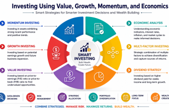 Investing course covering value investing, growth investing, momentum investing, economics, portfolio management, and wealth building