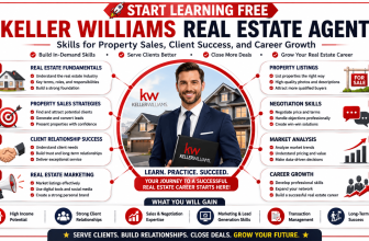 Real estate agent training covering property sales, client relationship management, negotiation, marketing, and career development.