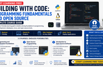 Start learning free Building with Code Programming Fundamentals and Open Source course guide