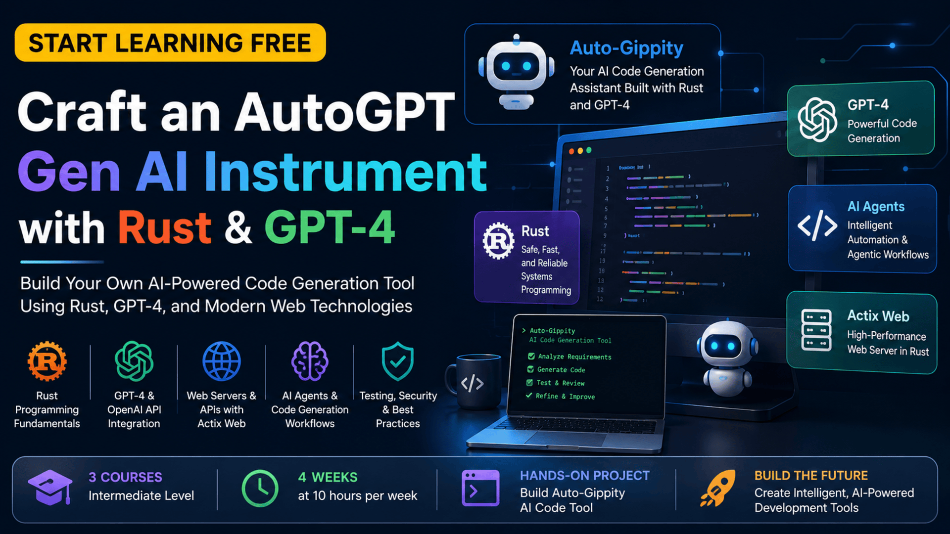Start learning free AutoGPT Gen AI Instrument with Rust and GPT-4 complete guide