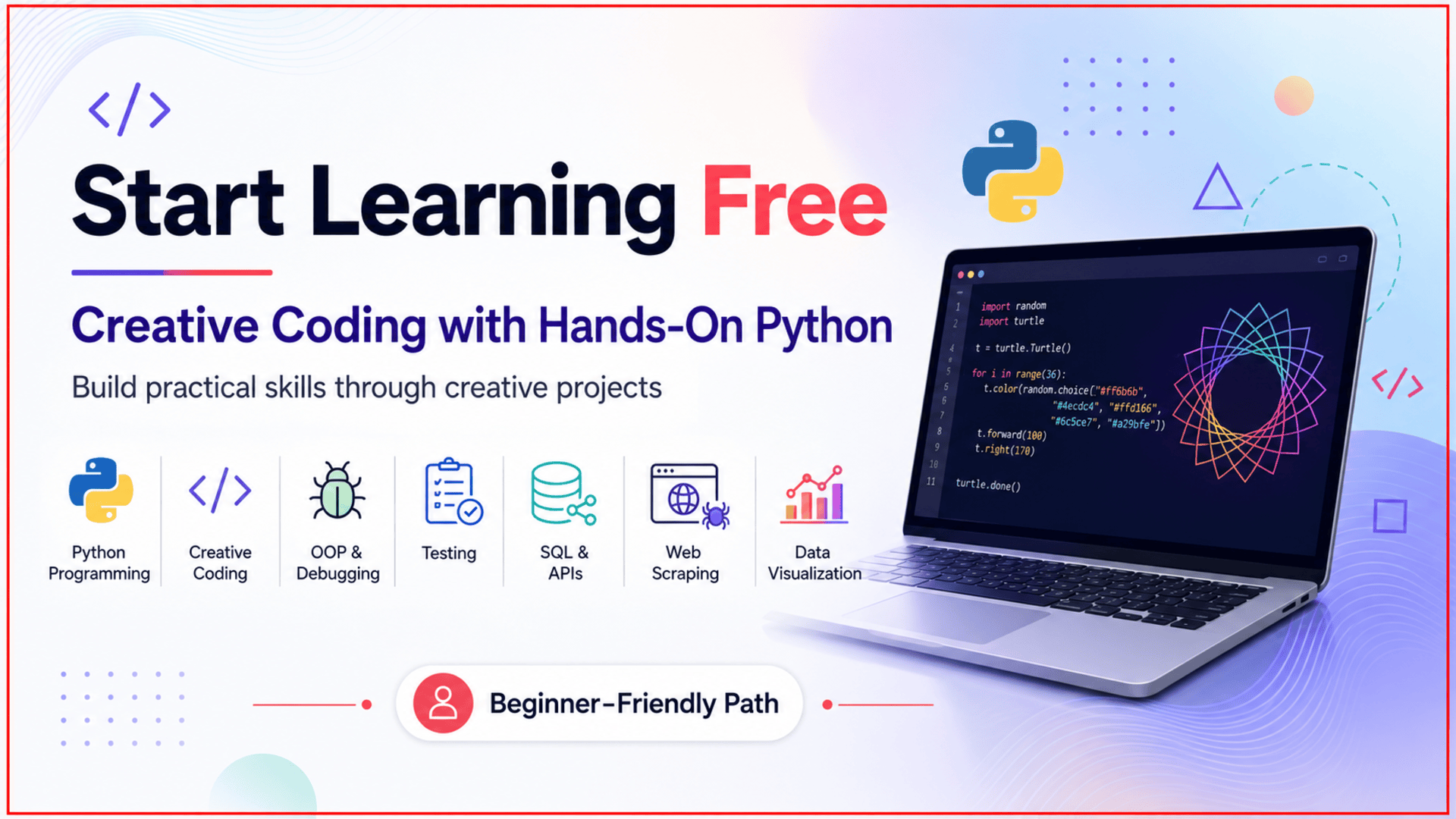 Start learning free Creative Coding with Hands-On Python complete course guide