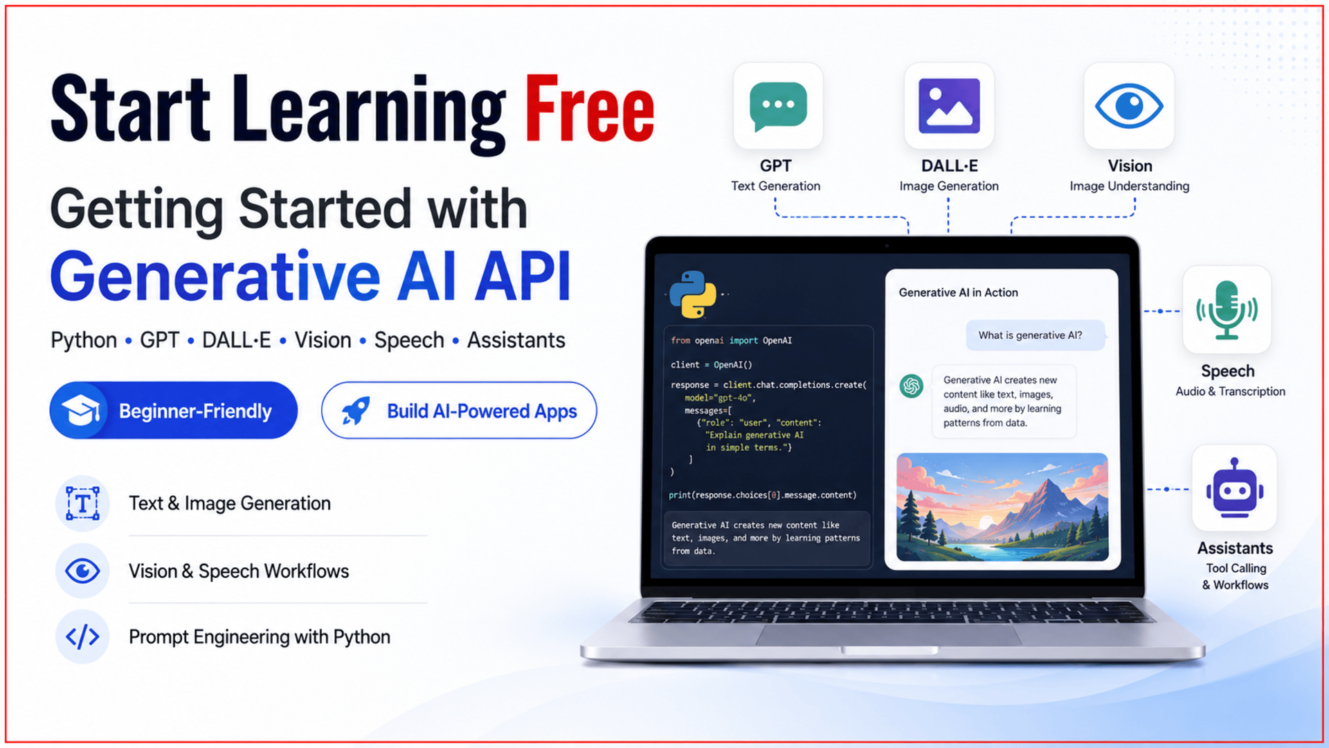 Start learning free Getting Started with Generative AI API complete course guide