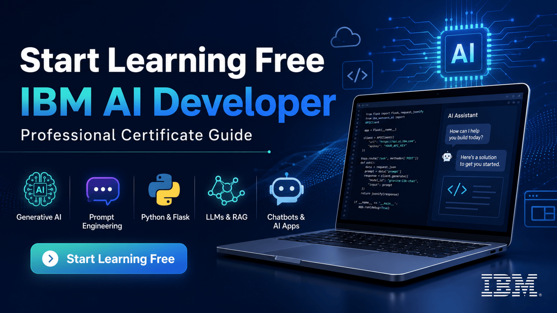 Start learning free IBM AI Developer Professional Certificate guide