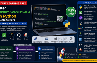 Start learning free and master Selenium WebDriver 4 with Python from Zero to Hero