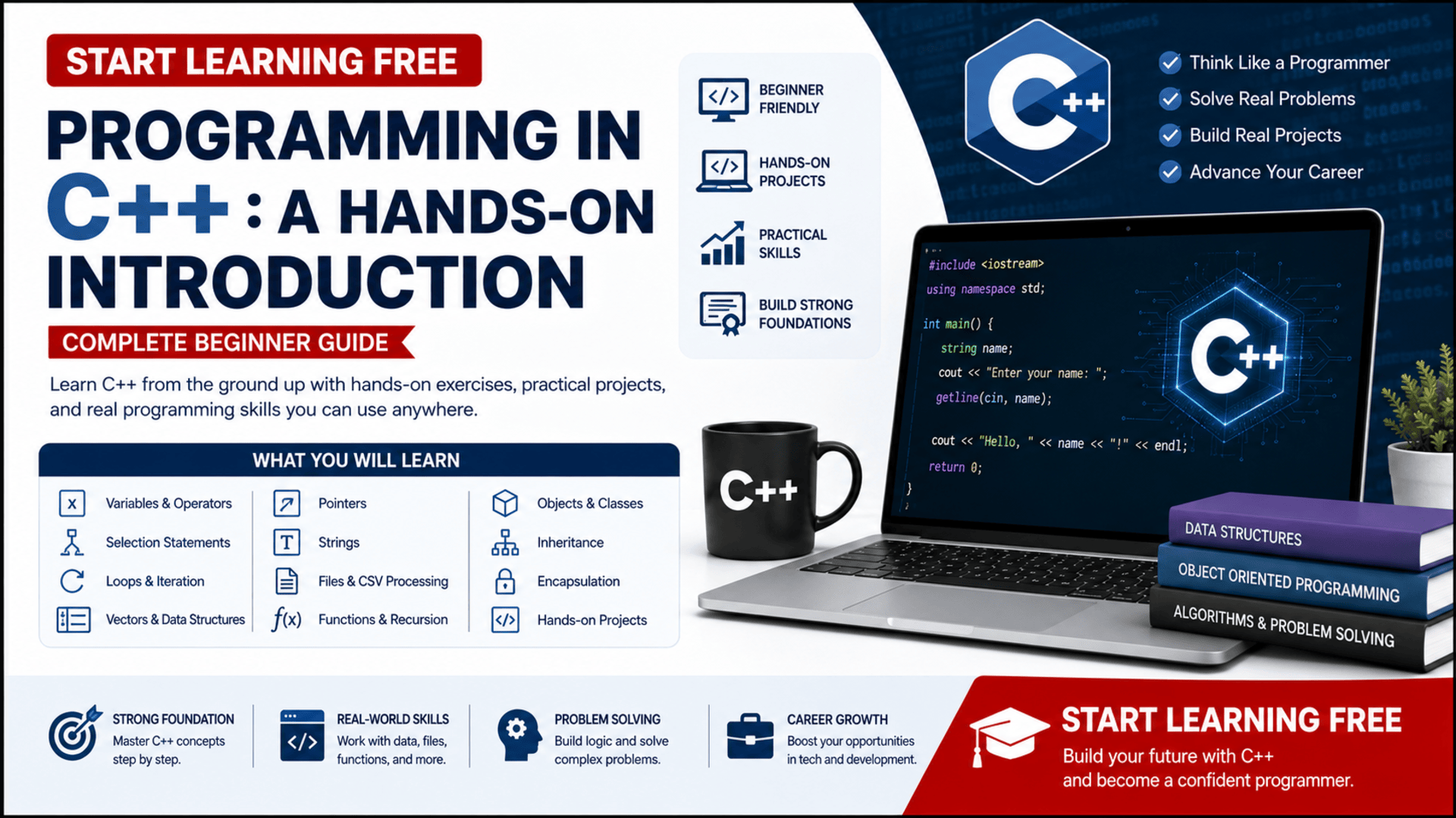 Start learning free Programming in C++ hands-on introduction complete beginner guide