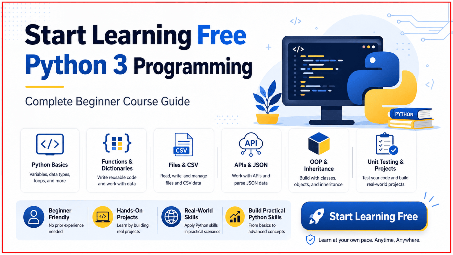 Start learning free Python 3 Programming complete beginner course guide